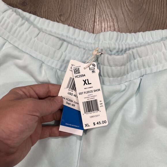 Adidas Originals Superstar Fleece Shorts Halo Mint/White Men's XL BNWT - Picture 4 of 6